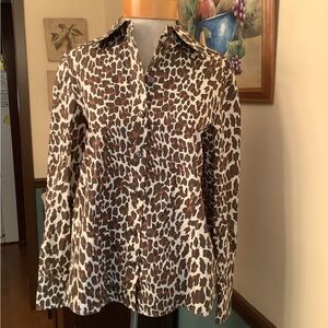 Tory Burch Long Sleeve Cotton Animal Print Blouse US 4 NWT